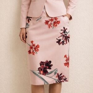 Nine West Floral Pink Floral Pencil Skirt